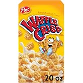 Waffle Crisp Breakfast Cereal, Sweetened Waffle Shaped Cereal, 20 OZ Box | Sweetened Square Pieces With Homemade Syrup Flavor And A Crunchy Bite In Every Spoonful, Made with Whole Grain Oats