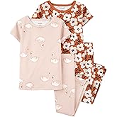 Carter's Toddler Girls 4pc Cotton Snug Pajamas PJs Set (Flower/Swan, 4T)