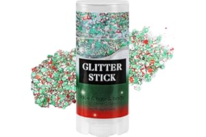 Mysense Red Silver and Green Body Glitter Stick, Christmas Makeup Face Hair Glitter for Kids Women, Stocking Stuffers Gifts Decorations, Sparkling Chunky Glitter Makeup, 0.56oz