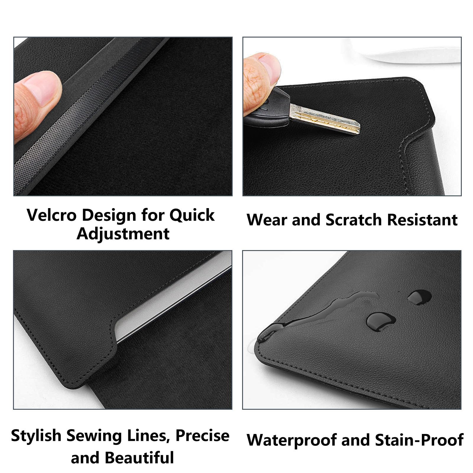 HaruYo 15-16 Zoll Laptop Sleeve Laptophülle, Laptoptasche mit Standfunktion, Computer Tasche mit Zubehörtasche für MacBook Pro 16, 15 Zoll Dell,Lenovo,Acer,Huawei MateBook (15-16 Zoll Schwarz) 8