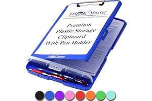 Think2Master Blue Plastic Storage Clipboard with Pencil Holder. | 25% Heavier & 25% Sturdier| Heavy Duty. Must Have for Nurses, Teachers & Classrooms.