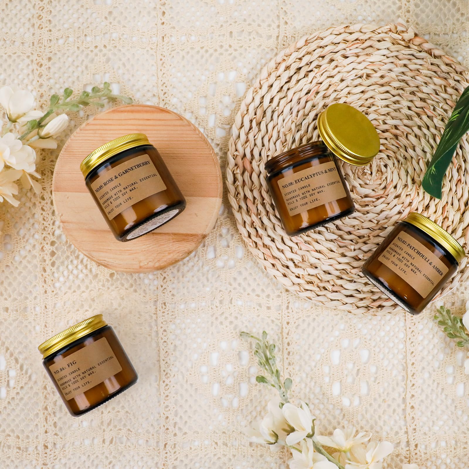 Candle Gift Set for Women – 8 Pack Scented Candles for Home,Long Lasting Soy Wax Amber Jar Candles, Aromatherapy Candle Set,Perfect Holiday & Christmas Gifts