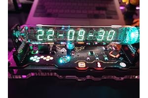 TPHRAVAL Imitation Nixie Tube Clock Fluorescent Tube Clock Cyberpunk Ornaments IV18 Fluorescent Tube Clock can Display The Date, time, Weather and Temperature Creative Gifts (Clock)