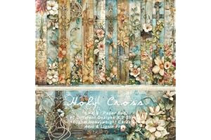 SORKWO 24 Sheets Cross Pattern Paper, 6" x 6" Holy Cross Scrapbooking Supplies Paper Decorative Craft Paper for DIY Card Making Photo Album Junk Journal Décor