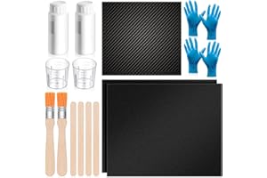 Teenyyou 15 Pcs Carbon Fiber Repair Kit with 3k 200g Plain Weave Carbon Fiber Fabric, Epoxy Resin Hardener and Tools for DIY Repairs on Cars, Furniture, Bikes, Boats, Wall
