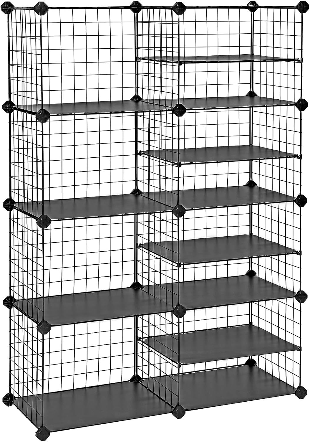 cabinet divider racks on Amazon Com Songmics Cube Storage Unit Shoe Rack Interlocking Metal Wire Organizer With Dividers Modular Cabinet Customizable For Closet Bedroom Study Kid S Room 32 7 X 12 2 X 48 4 Inches Black Ulpi401h Home Kitchen