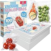 Vacuum Sealer Bags, 100 Count 8x12 Inch Food Vac Bags, PreCut Bag for Airtight Food Storage, Meal Prep or Sous Vide Cooking, Keep Food Fresh and Nutrients, BPA Free and Heavy Duty