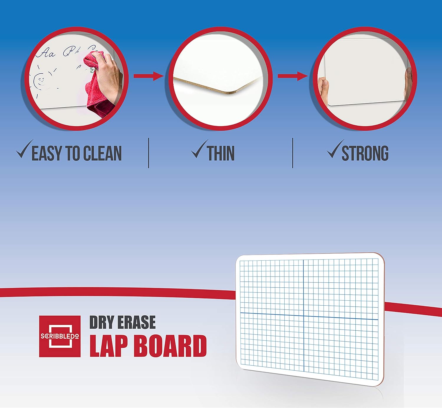 Dry Erase XY Axis Lap Board 9”X12” | Interactive Learning Coordinate Grid Whiteboard (Double Sided) : Office Products