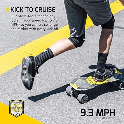 Swagtron Swagskate NG-3 Electric Skateboard for Kids, Teens | Kick-Assist A.I. Smart Sensors | Mini E-Cruiser Skateboard w/Move-More/Endless Mode | 9&rdquo; Deck 72mm Wheels (NG-3)