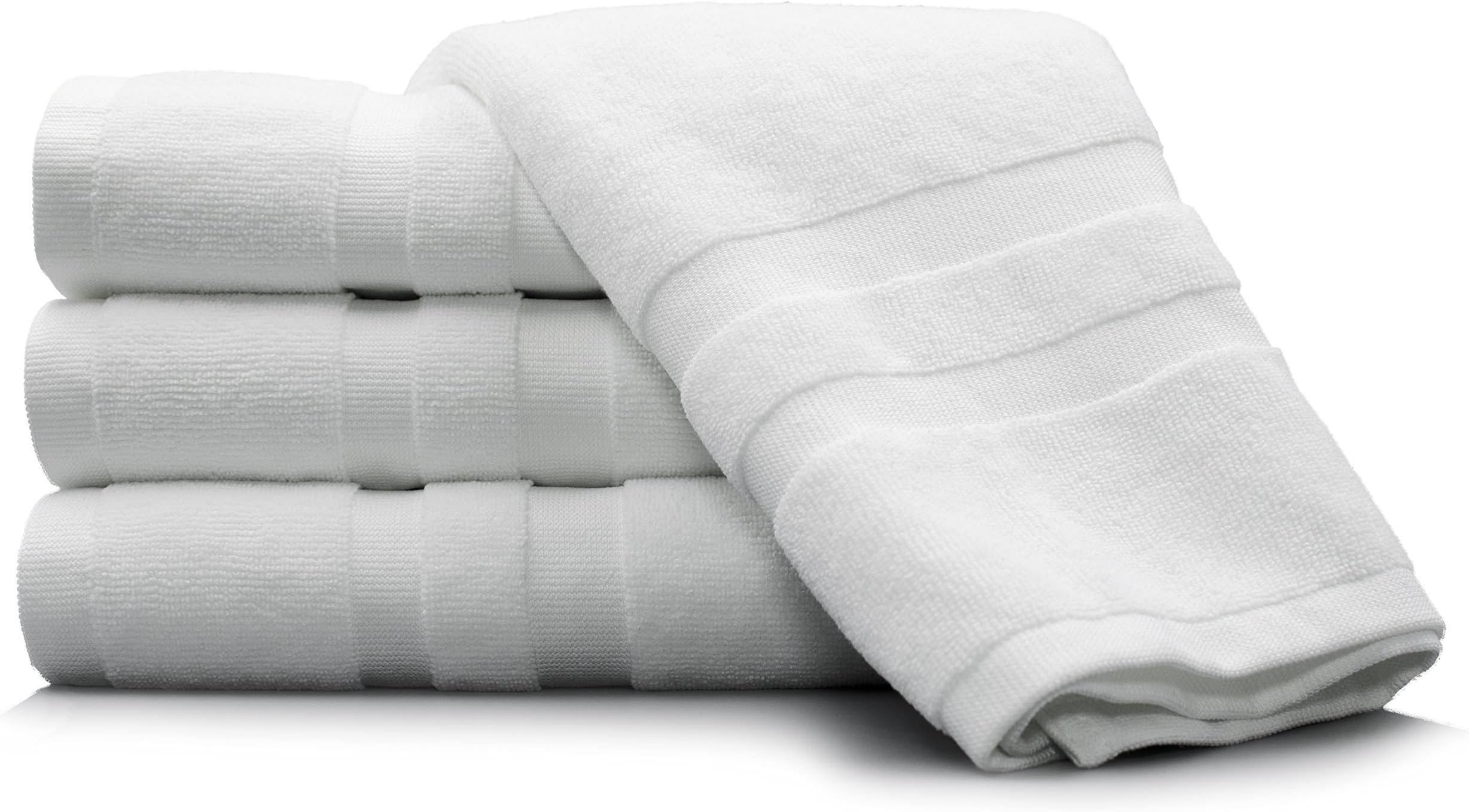 Laguna Blue Antibacterial Microfiber Hand Towels (4-Pack) White 16" X 30" – Quick Drying Gym Towel, Saves Water and Energy Efficient – Ideal for Home, Travel, Sports and Fitness
