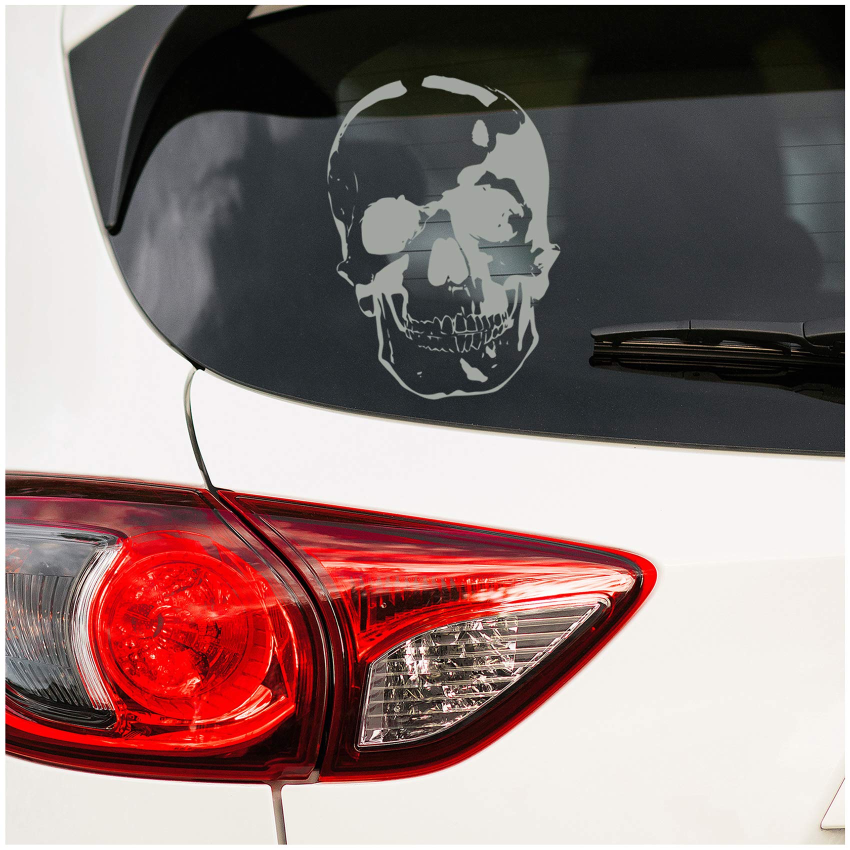 D017 Skull Sticker for Car Boat Motorbike Caravan Truck Décor (Medium Grey, 30cm x 21cm)