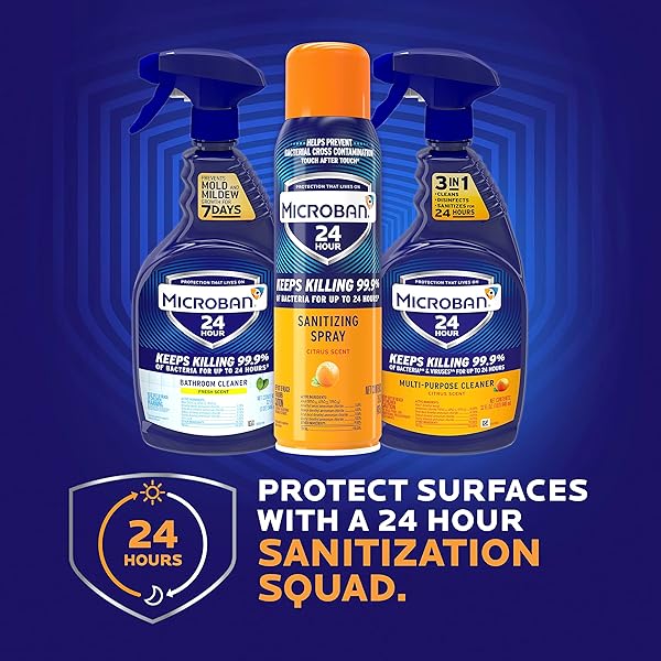 MICROBAN 24 HOUR DISINFECTANT SANITIZING SPRAY, CITRUS SCENT, 15OZ