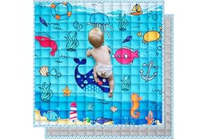 MAKRYEBI Baby Play Mat, Baby Crawling Floor Mats Babies Playmats Compatible with TODALE LIAMST Baby Playpen, Non-Slip Cushion Indoor Outdoor Infant Play Mat Kids Playpen Mat for Baby (50x50 Inch, Ocean Blue)