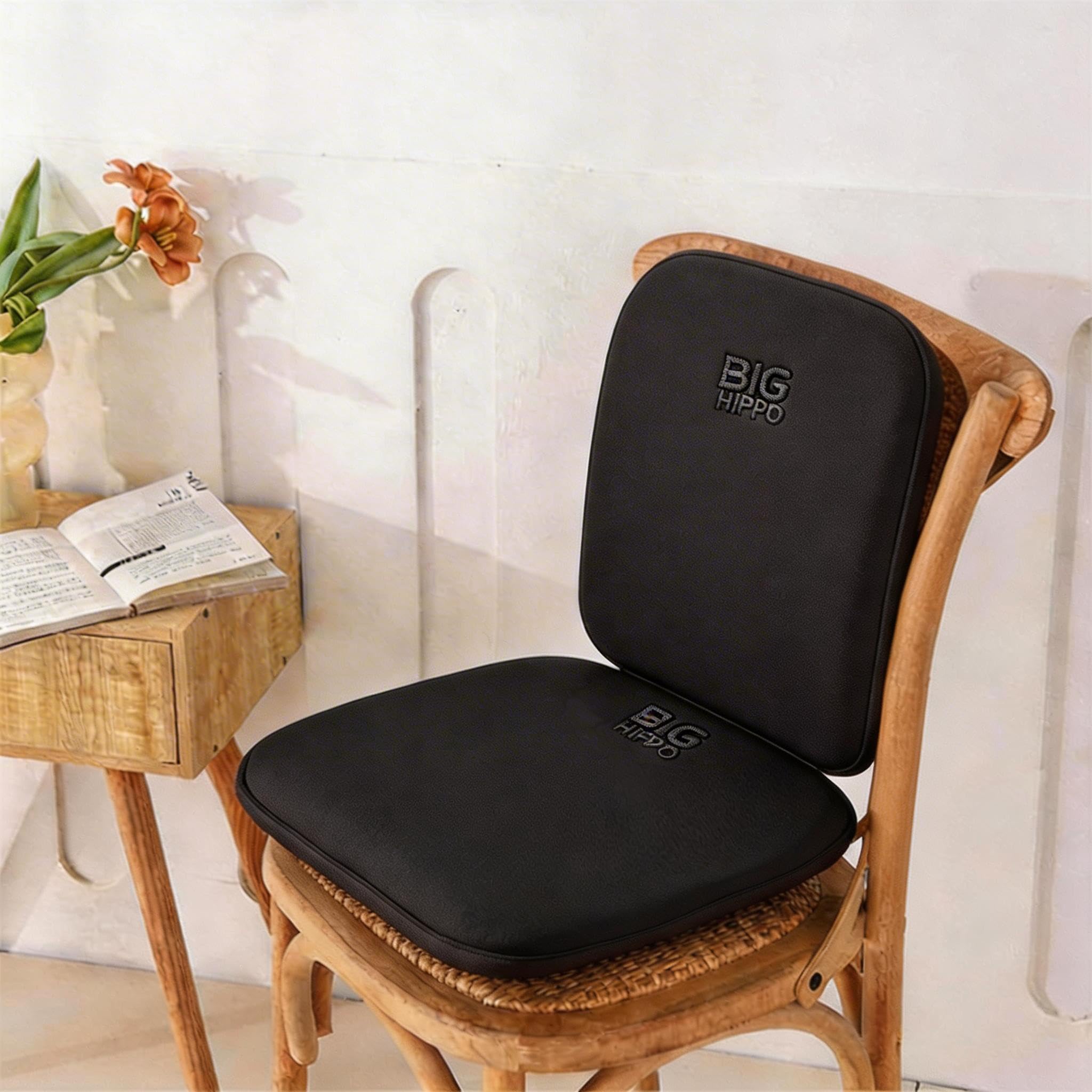 Photo 1 of Big Hippo Ergonomic Lumbar Support & Memory Foam Seat Cushion Set - Sciatica & Tailbone Pain Relief for 8+ Hours Sitting - Non-Slip Desk Chair Pad for Office, Car & Wooden Dining Chairs (Black)