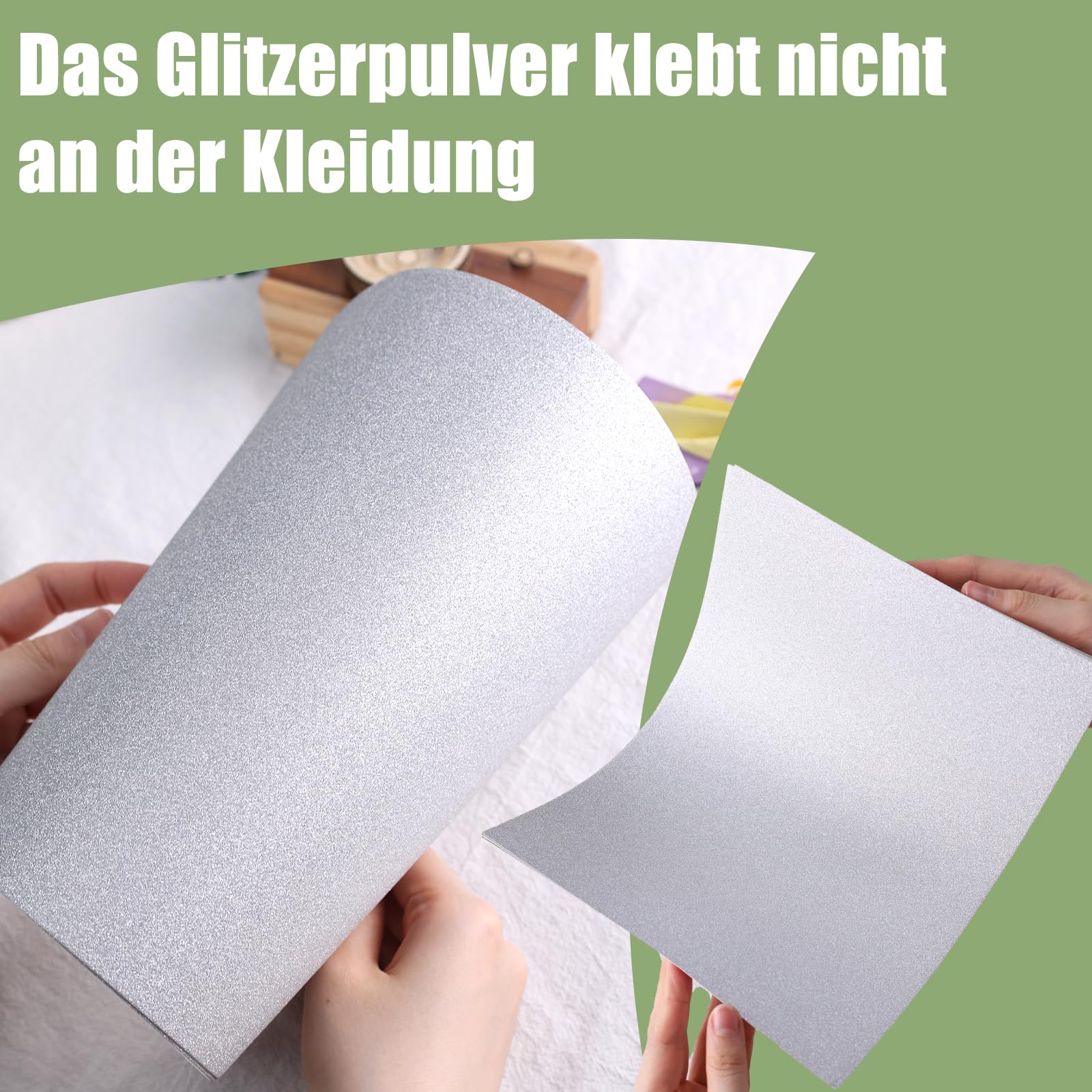VGOODALL 27 Blatt Perglanz-Papier, DIN A4 Silbermetallisches Bastelpapier mit Perlmutt-Schimmer Glitzerpapier 250 g/m²