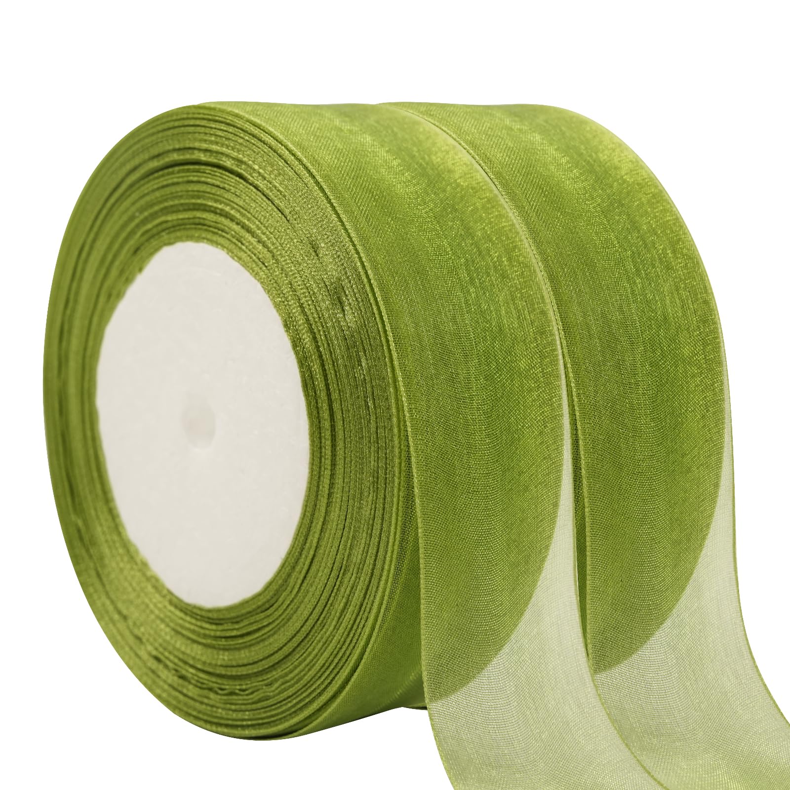 Photo 1 of 1 1/2 Inch Grass Green Organza Ribbon for Gift Wrapping, 100 Yards Craft Sheer Chiffon Ribbon for Wedding, Gift Wrapping, Holiday Decoration, Bow Making, Wreath, DIY Crafts