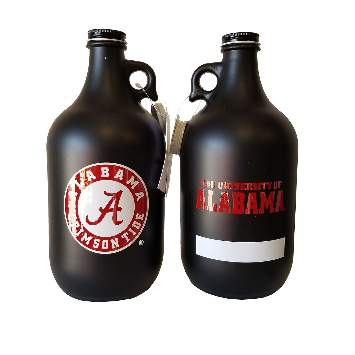 NCAA Collegiate 64 oz Glass Jug Growler Frost Matte Finish with Optional Coin Bank Slotted Lid