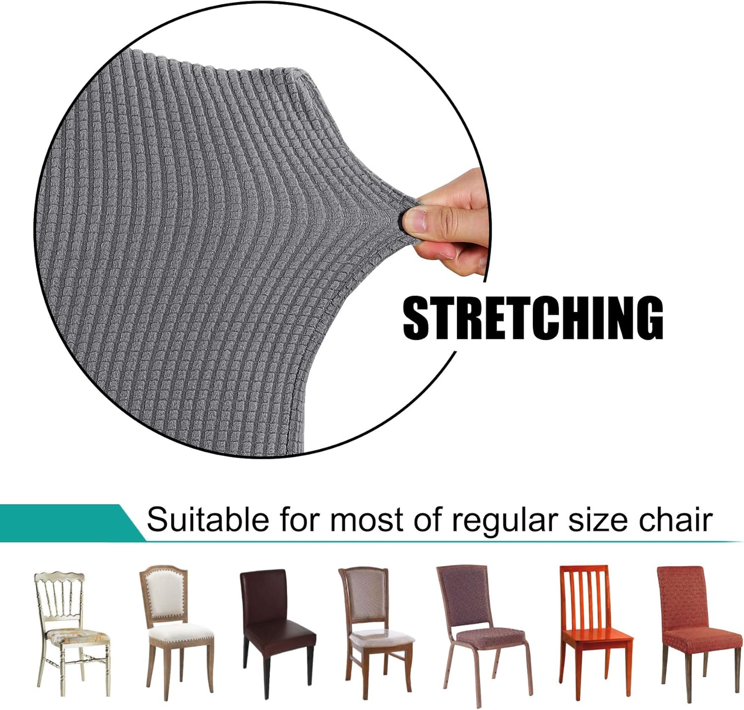 Turquoize Chair Covers for Dining Room Dining Chair Covers Set of 2 Stretch Dining Chair Slipcover Parsons Chair Covers Removable Chair Protector Covers for Dining Room, Hotel, Ceremony (2, Grey): Furniture & Decor
