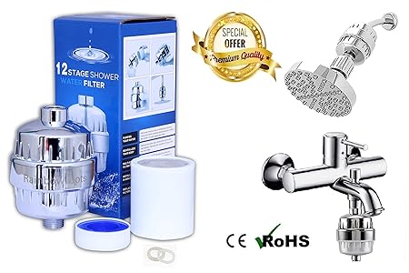 Rainbow Dots 12-Stage Premium Shower Filter & tap Filter for Hard Water .Chlorine Removal Filter,Bath Water Filter for Bathroom. INFUSES Essential Minerals Vitamin. Improve Hair & Skin.