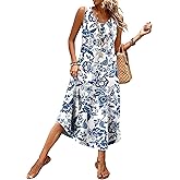 WIHOLL Summer Dresses for Women 2026 Button Front Sleeveless Casual Midi Dress Beach Vacation Sundresses with Pockets