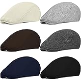 KUTTOR 6 Pieces Men's Newsboy Caps Gatsby Cabbie Driving Hunting Cap Newsboy Flat Cap Irish Hats Ivy Hat