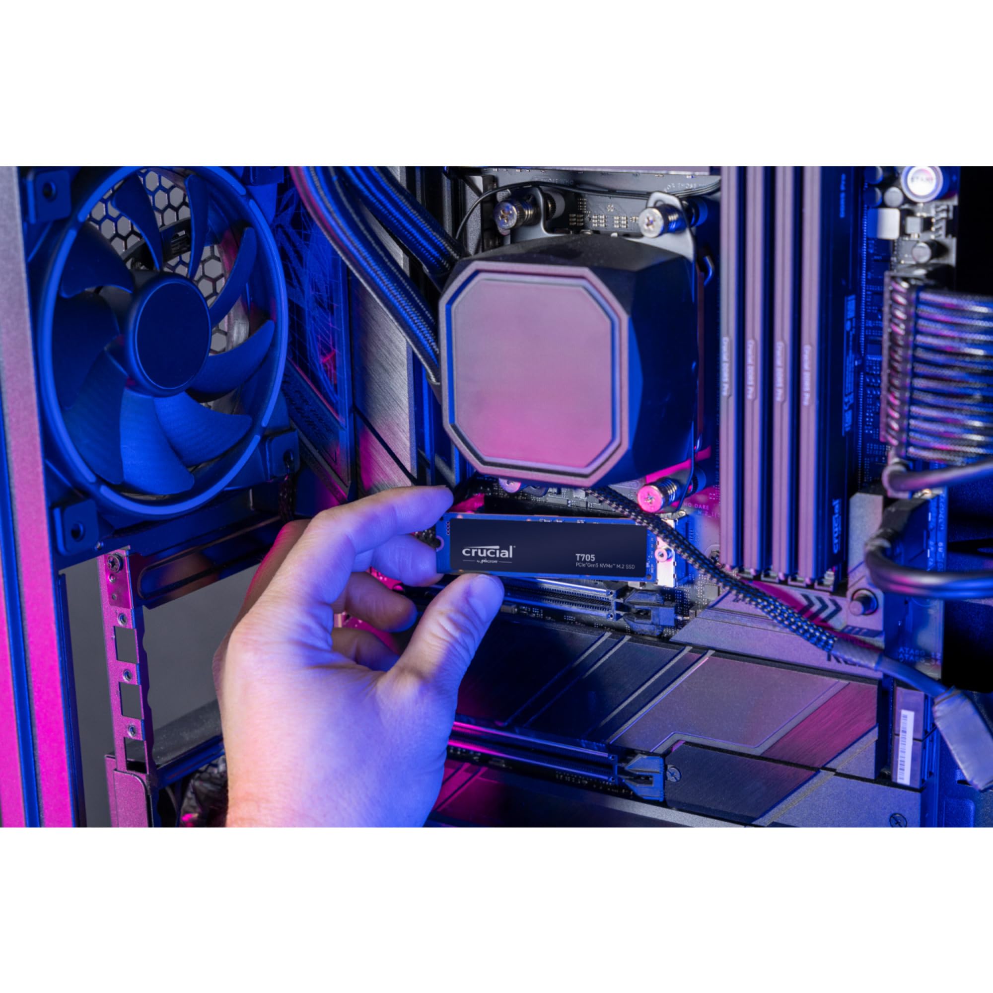 Crucial T705 PCIe Gen5 NVMe 2TB SSD, Up to 14,500MB/s, TLC NAND, Intel & Ryzen Compatible, for Hardcore Gaming & High-Speed Storage, Solid State Drive, Includes 1Mo Adobe CC – CT2000T705SSD3