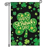Louise Maelys St Patrick's Day Garden Flag Shamrock Clover Hat 12x18 Inch Double Sided Small Burlap Welcome Saint Patricks Spring Holiday Yard Sign Outdoor Outside House Decoration