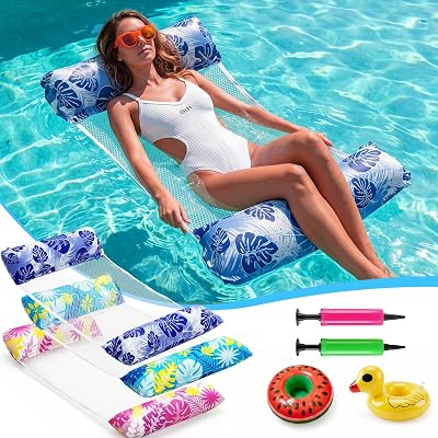 Cadoal 3 Pack Lilo Pool Floats with 2 Pumps and 2 Drink Holders