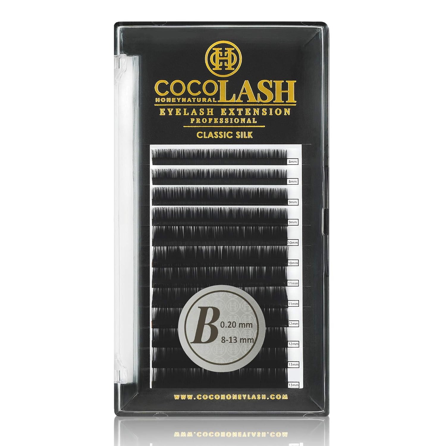 COCO Honey Lash Eyelash Extensions, Classic B Curl [0.20mm], Faux Mink Individual Lash Extensions (Length: 8-13mm Mix)