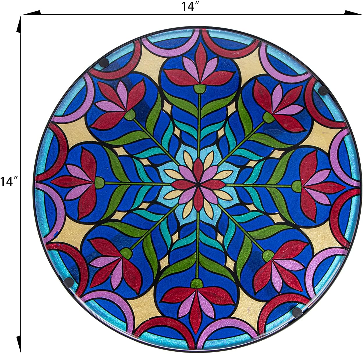 Outdoor Side Table Mosaic End Table Patio Side Table Small End Table Glass Top Round Balcony Coffee Table Porch Indoor Glass Top : Garden & Outdoor