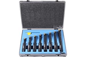 Accusize Industrial Tools 8 Pc 3/4'' Round Shank Indexable Boring Bar Set with Tcmt Carbide Inserts, 90 Degree, 2627-9108