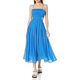 Moon River Womens Shirred Tiered Cutout Back Tie Midi DressDress