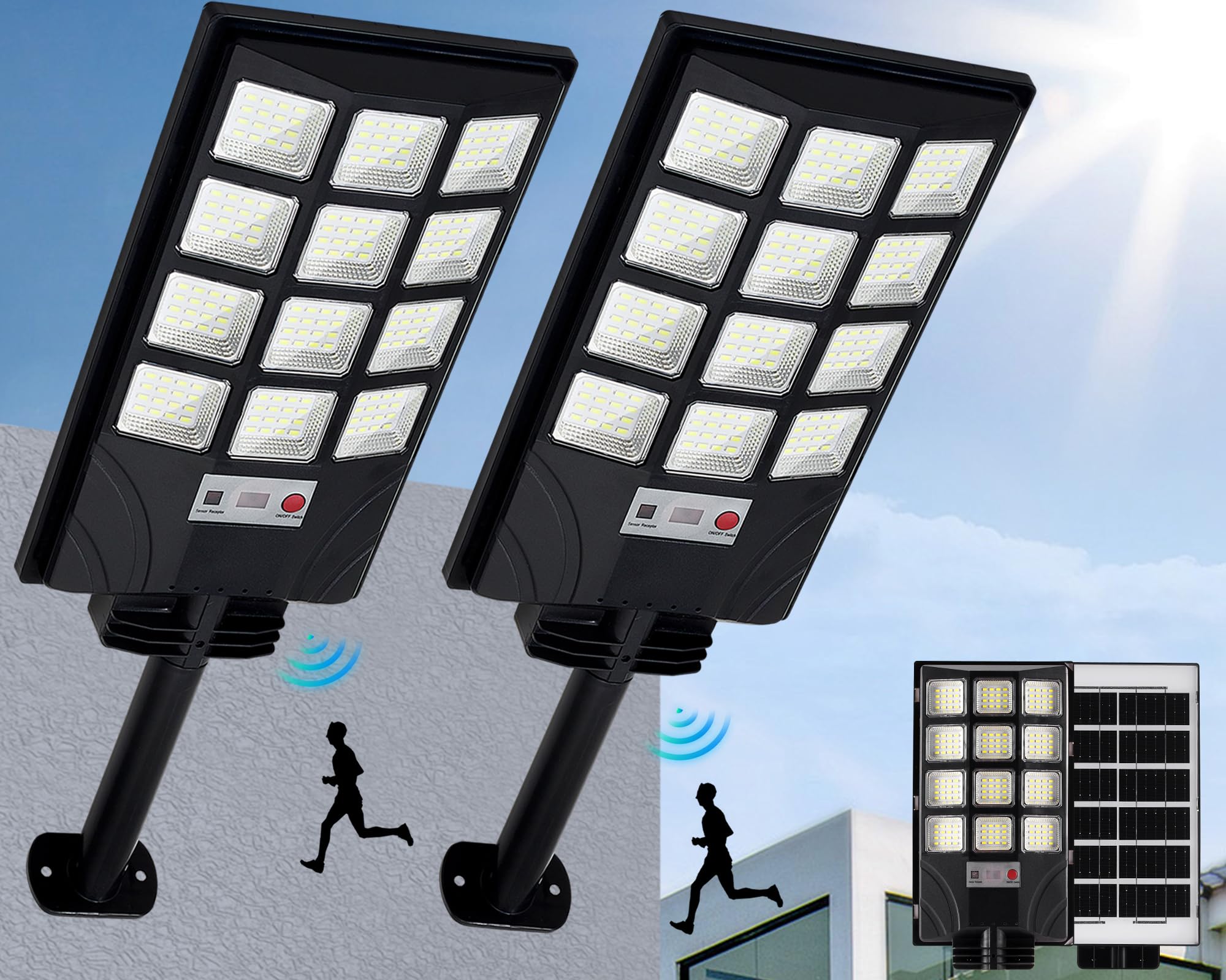 Aqraou Solar Lights Outdoor for Outside, IP66 Waterproof Solar Street ...