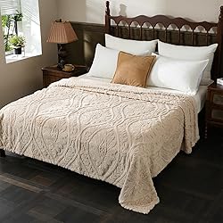 PU MEI Beige Fleece Throw Blanket for Couch Sofa