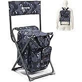 X Strike Backpack Fishing Chair with Cooler Bag and Backrest, Folding Camping Stool for Adults up to 350 lbs, Portable Lightweight for Hunting, Hiking, Outdoors