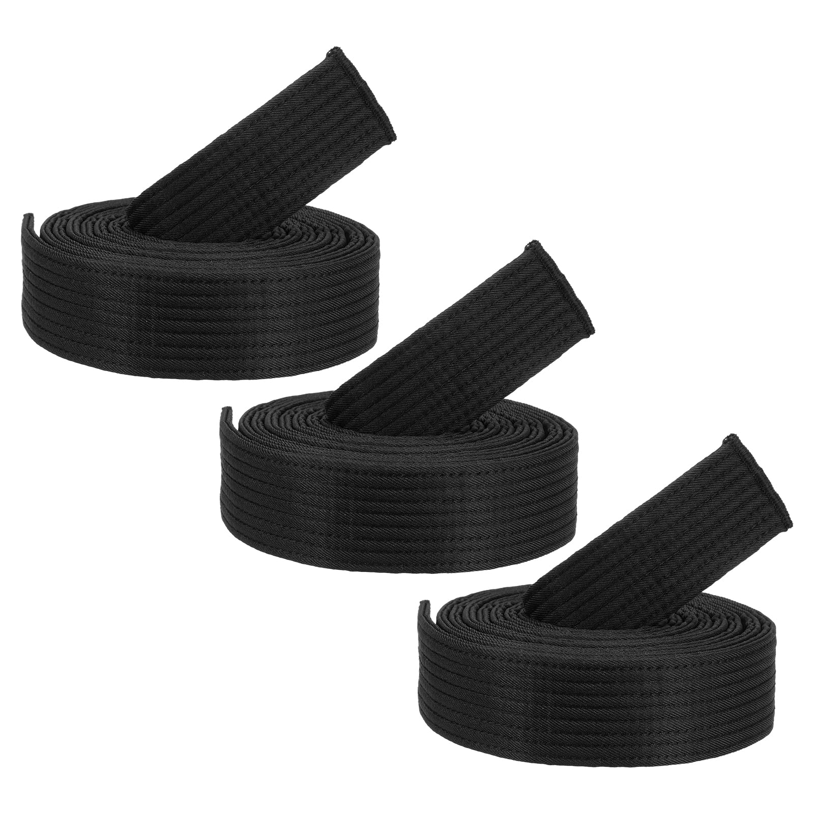 PATIKIL Taekwondo Colored Ranking Belts, 3 Pack 1.6" x7.9FT Polyester Martial Arts Colored Ranking Belt for Coach Teaching Practice, Black
