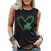 St. Patrick's Day Shirt for Women Irish Tank Top Shamrock Graphic Shirt Retro Lucky Clover Sleeveless Shirt