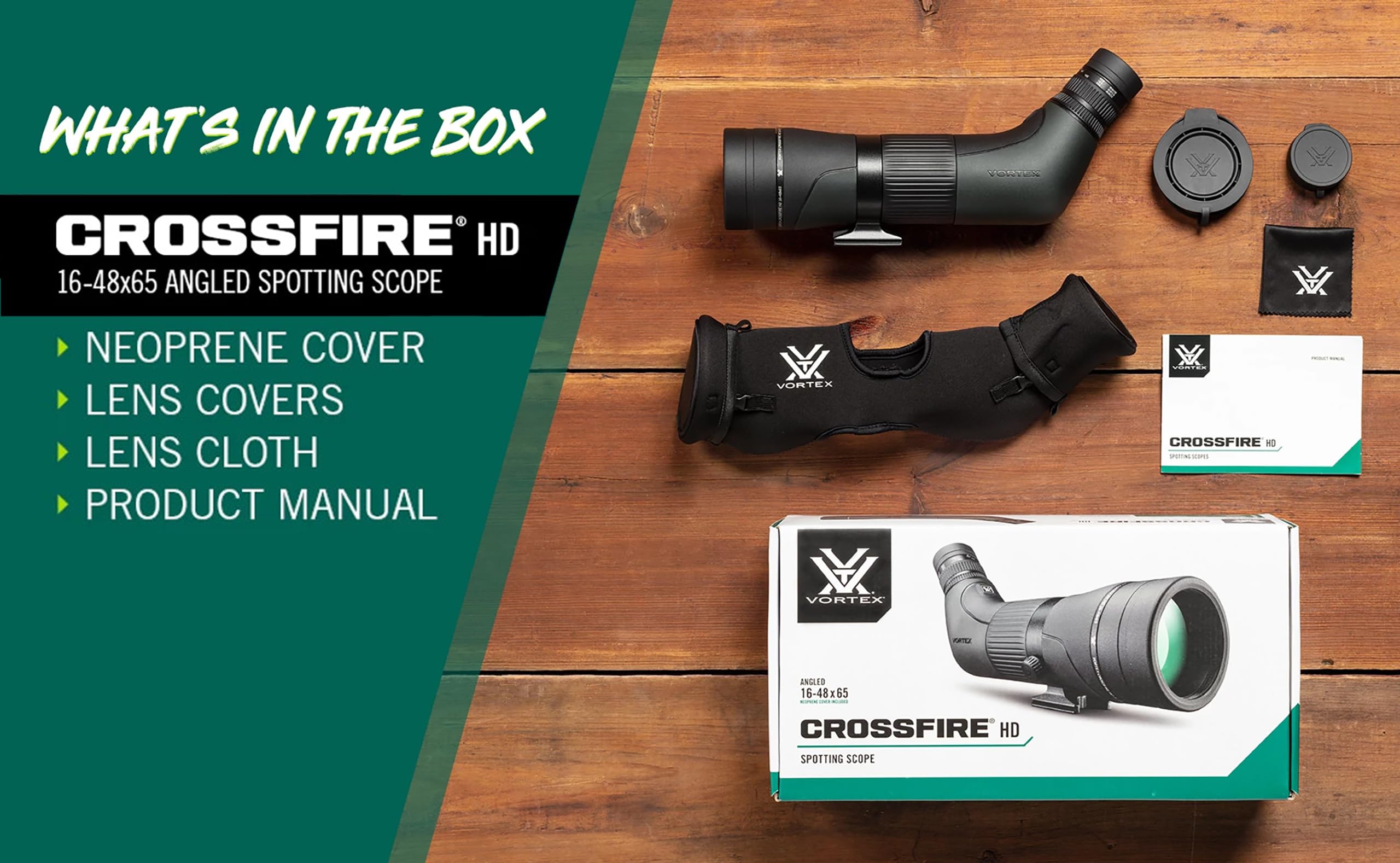 Vortex Optics Crossfire HD Spotting Scopes - HD Optical System, Wide Field of View, Helical Focus, Tripod Adaptable, Rubber Armor, Waterproof, Fogproof, Shockproof - Unlimited, Unconditional Warranty