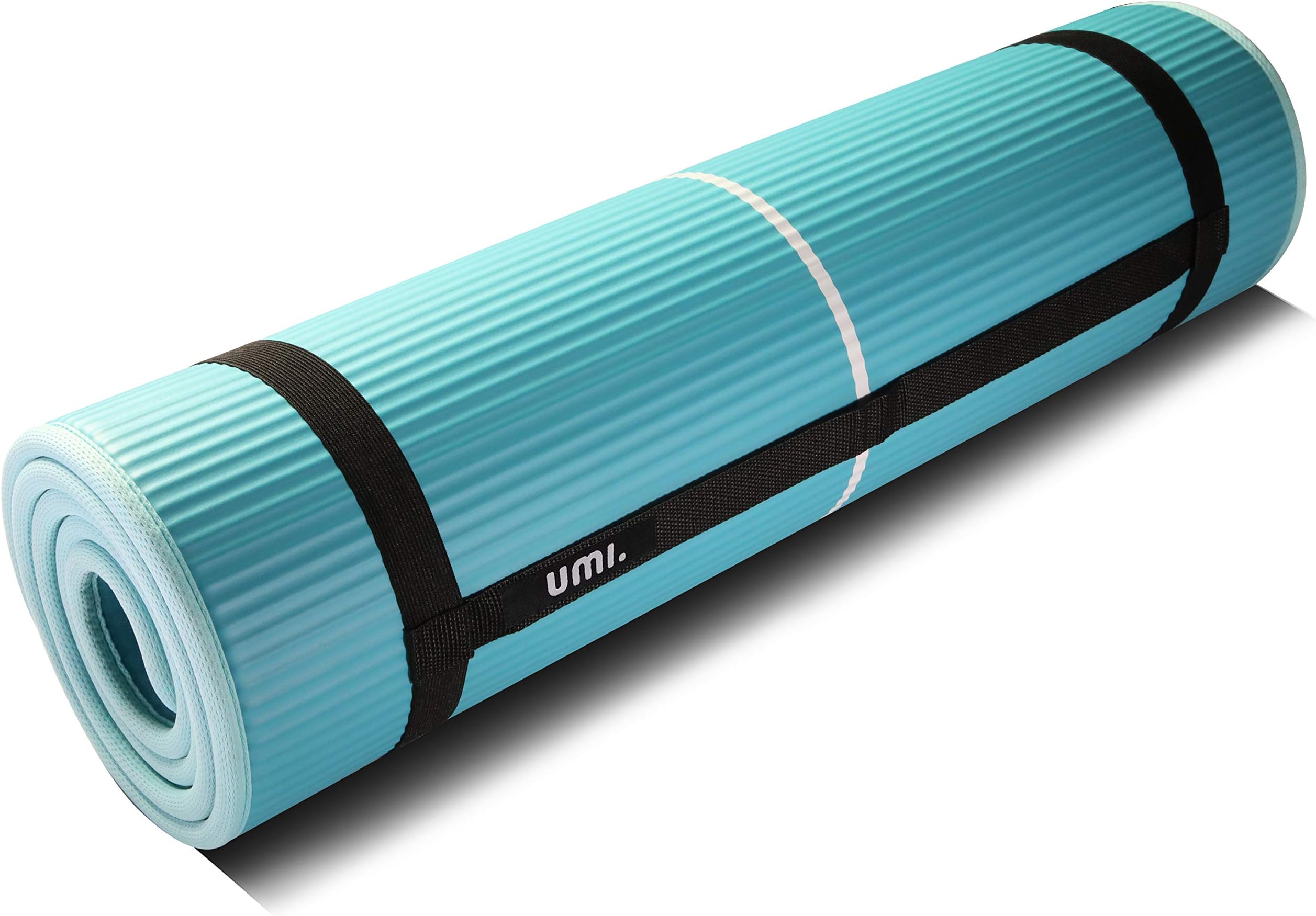 UMI. by Amazon - Pilates Mat Exercise Yoga Mat Extra Thick Foam Mat Gym Fitness Mats for Camping and Workout Home Gym Outdoor Use With Carrying Strap
