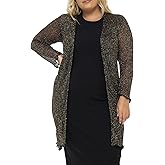 Back From Bali Womens Plus Size Metallic Sheer Long Cardigan Lightweight Open Front Shrug Lite Knit Sweater 2X 3X 4X