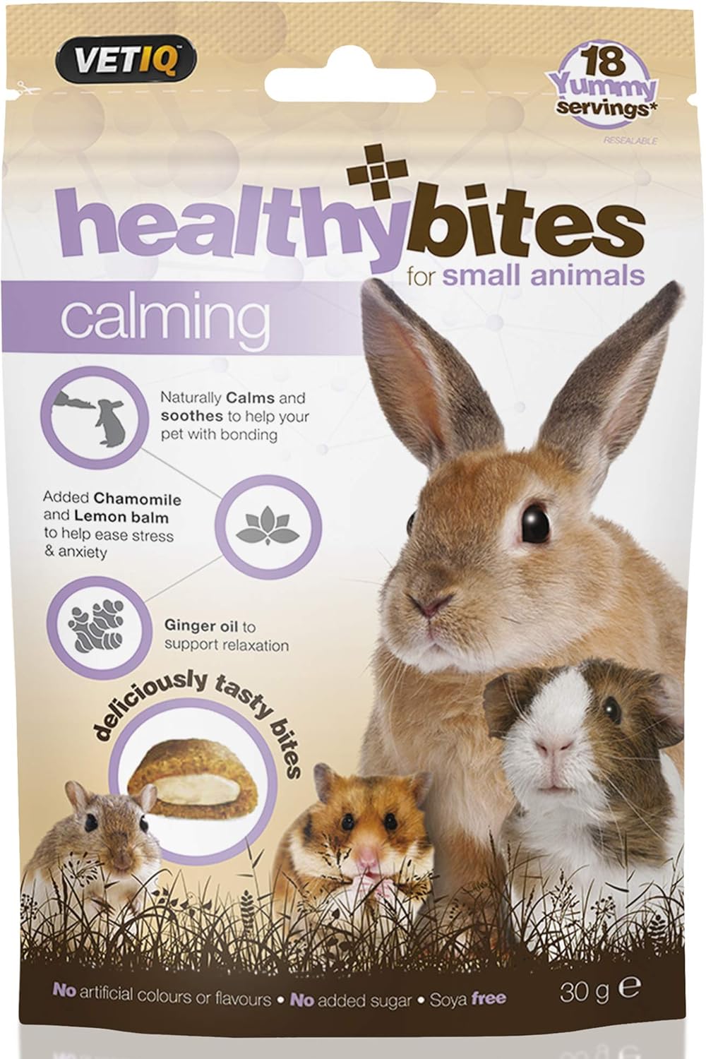 VETIQ Healthy Bites for Small Animals Calming Treats Chamomile & Lemon Balm Calms Guinea Pig, Rabbit, or Hamster Anxiety