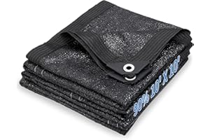 EMEKIAN 90% Black Sunblock Shade Cloth, UV Resistant Sun Shade Canopy with Grommets, 10 ft x 10 ft Outdoor Shade Mesh Cover Tarp for Garden, Greenhouse, Pergola, Backyard, Patio, Flowers Plants