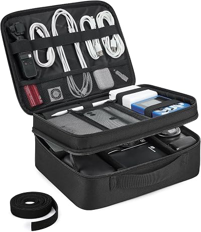 bagsmart Extra Large Double Layer Travel Cable Organizer Case Black