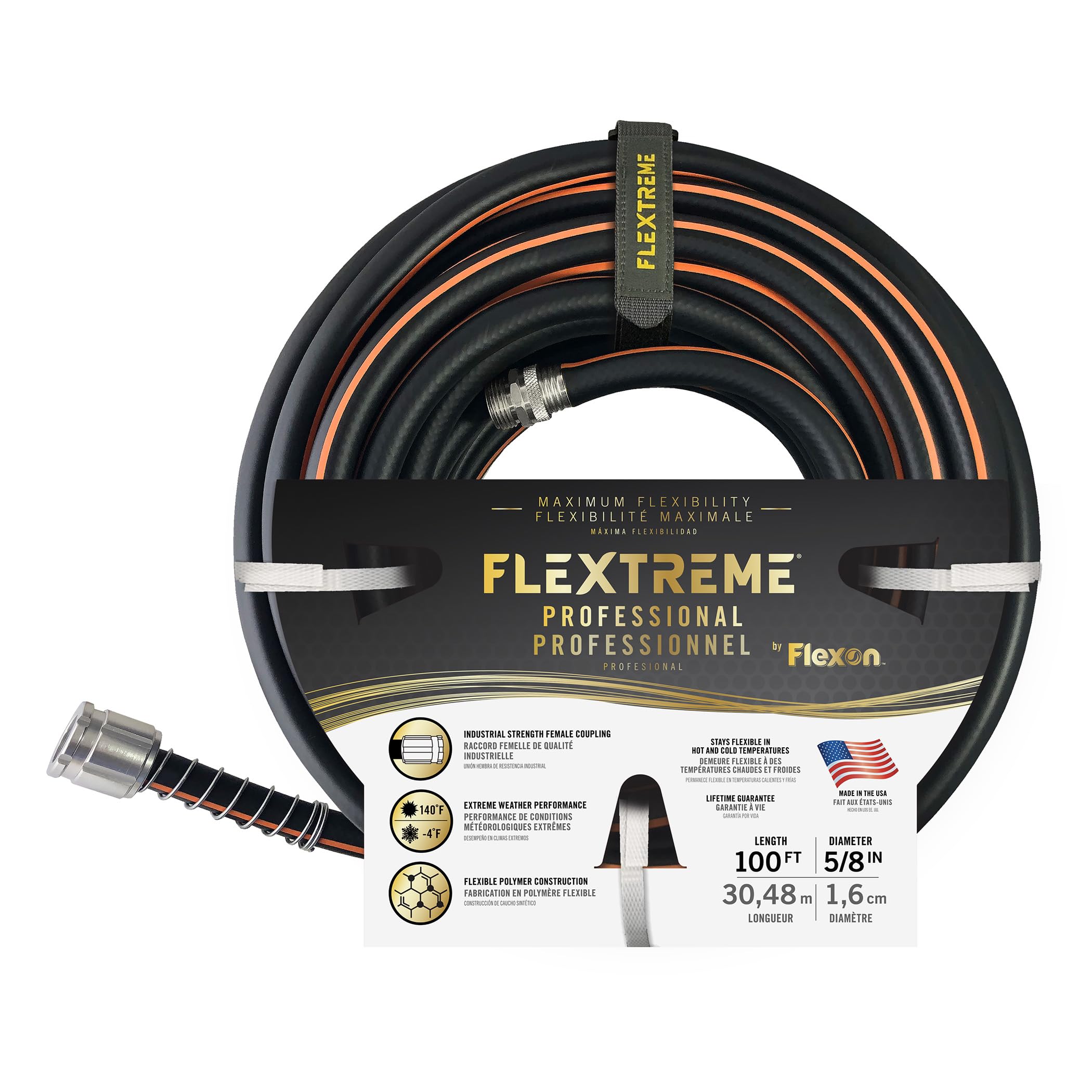 Photo 1 of ***reference img***Flexon Flextreme Pro 5/8" x 100ft Performance Rubber Garden Hose – Heavy-Duty, Kink-Resistant, All-Weather Flexibility, Industrial-Grade Couplings, Durable Outdoor Watering Hose for Lawn & Garden