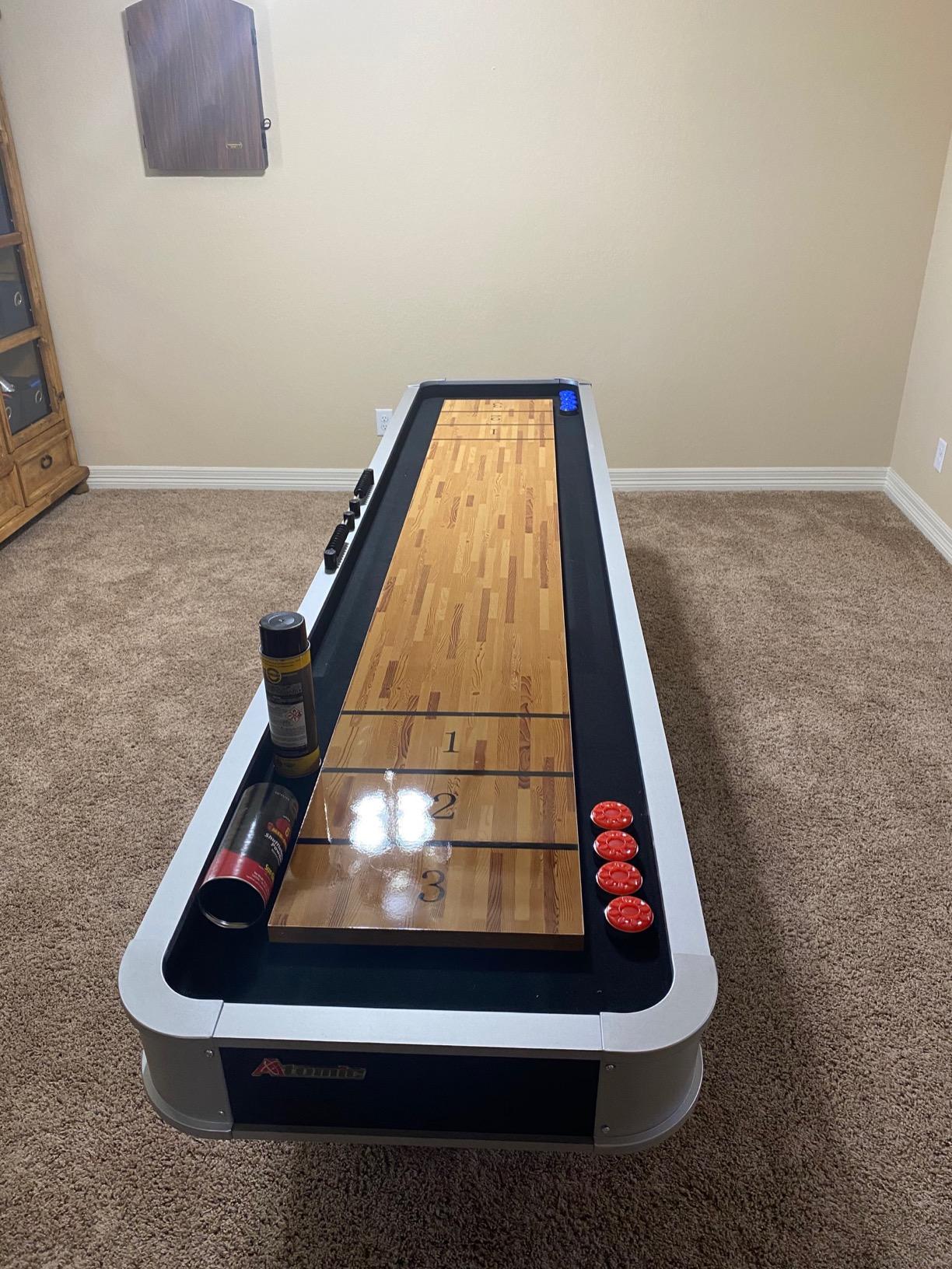 19/mo Finance Atomic 9’ LED Shuffleboard Tables with PolyCoated Playing Surface for Smooth