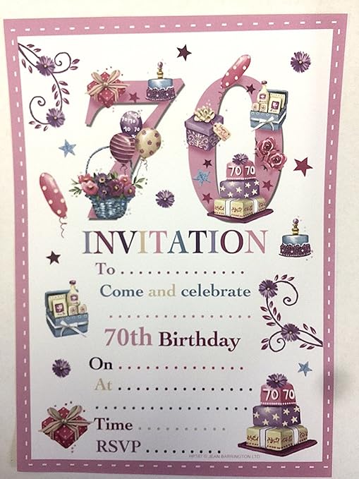 70th Birthday Party Invitations. Female Design. 20 Sheets and Envelopes Amazon.co.uk Toys & Games