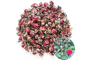 TooGet Fragrant Natural Deep Red Rose Buds Rose Petals Organic Dried Golden-Rim Rose Flowers Wholesale, Culinary Food Grade - 4 OZ