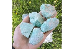 LAIDANLA 1lb 2" Amazonite Natural Rough Stones Crystal Large Raw Crystals Bulk Healing Gemstones for Reiki Healing Tumbling Fountain Rocks Wire Wrapping Decoration Cabbing Lapidary