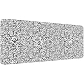 llsxi Japanese Clouds Extended Mouse Pads 31.5x11.8inch Large Desk Mat with Stitched Edges,Non-Slip Rubber Base Gaming Mouse Mat for Office,Big Computer Keyboard Desk Pad XL Black and White