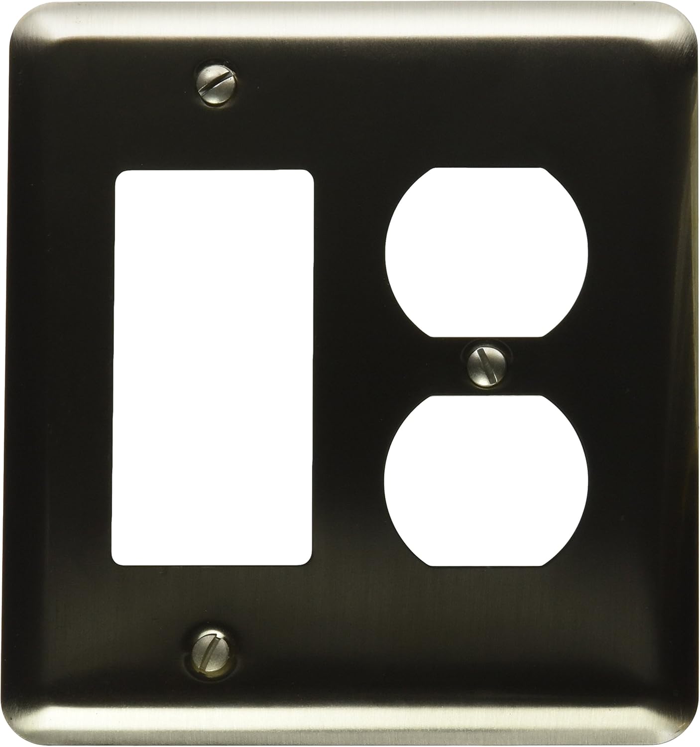 Amerelle Devon Round Corner Single Rocker/Single Duplex Steel Wallplate in Brushed Nickel